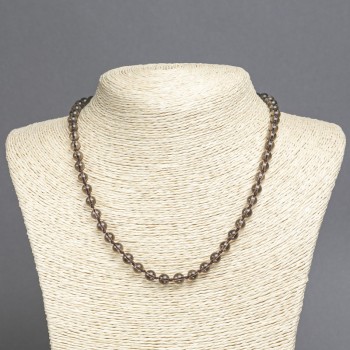 Natural Stone Beads Smoky Quartz Smooth Sphere 6mm Ø, length 45cm±