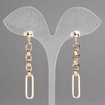 Xuping Chain Stud Earrings, 18K Gold Plated, 55x6mm diameter +
