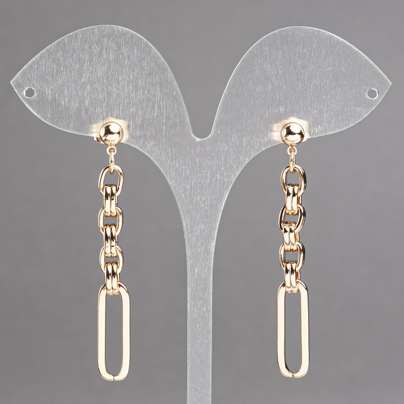Xuping Chain Stud Earrings, 18K Gold Plated, 55x6mm diameter +