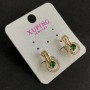Xuping Earrings, 18K Gold Plated, with Green Stones and White Rhinestones, 17x10mm