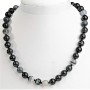 Gray Agate Necklace, Smooth Round Beads, 12mm+- Diameter, 45cm+ Length