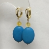 Earrings blue Turquoise (single-piece) oval 18x25mm+- and smooth Citrine bead 8mm+-, length 50mm+-