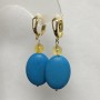 Blue Turquoise Earrings, Oval 18x25mm+-, and Citrine Smooth Round Bead 8mm+-, Length 50mm+