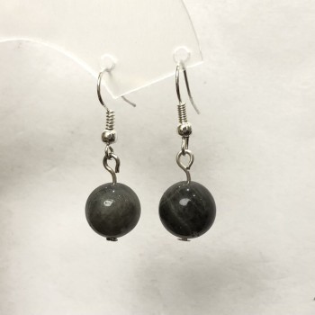 Natural Labradorite Stone Earrings, 10mm+- Diameter, 32mm+ Length