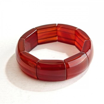 Carnelian Bracelet with Rectangular Stones, on Elastic Band