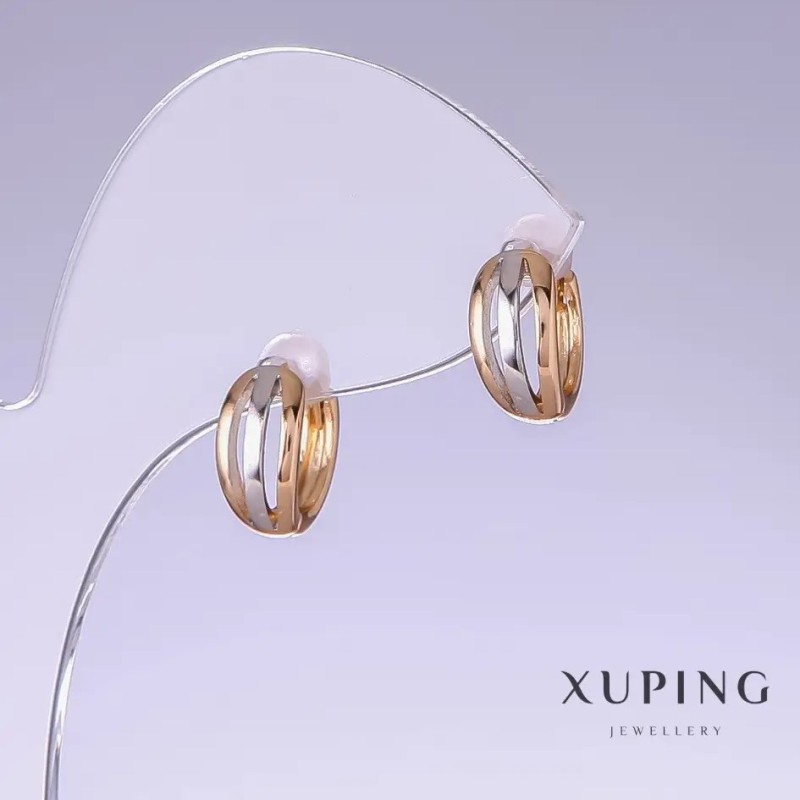 Xuping Earrings, length 12mm, thickness 6mm, rhodium plated, 18k gold</s>