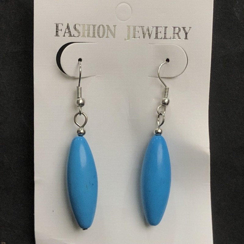 Earrings - dangle with turquoise 10x55mm+