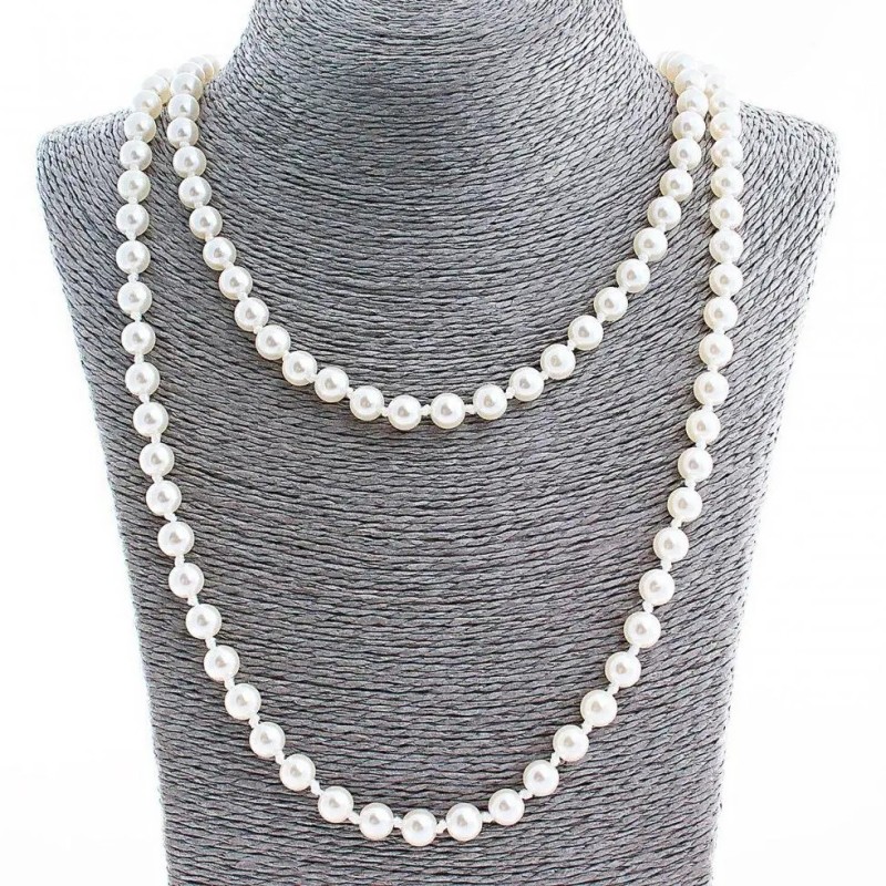 Long Pearl Beads Necklaces (artificial plastic), diameter 8mm, 120 cm +