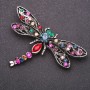 Butterfly Brooch with Multicolor Rhinestones 70x45mm Gray Metal