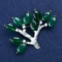 Brooch Branch with Chrysoprase and Beads, Silvery Metal 53x70mm +