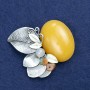 Sale! Brooch Twig with Amber (and stones) silver metal 60x50mm +
