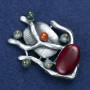 Sale! Brooch Branch with Carnelian and Assorted Stones, silver metal 61x42mm +