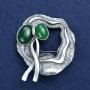 Sale! Bow Brooch with Chrysoprase in Silver Metal 48x55mm +