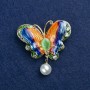 Sale! Butterfly Brooch Gold-Tone Metal, Cat's Eye, Enamel, Rhinestones and Bead 45x40mm +