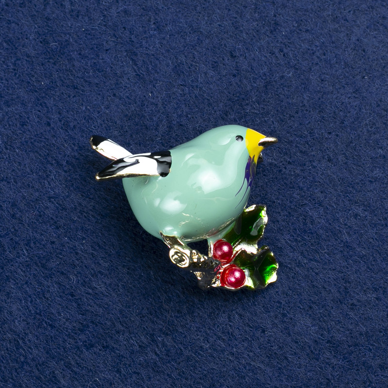 Clearance! Bird Brooch in Golden Metal and Enamel 40x26mm +