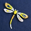 Sale! Dragonfly Brooch, Silver-Tone Metal and Enamel, 70x50mm +