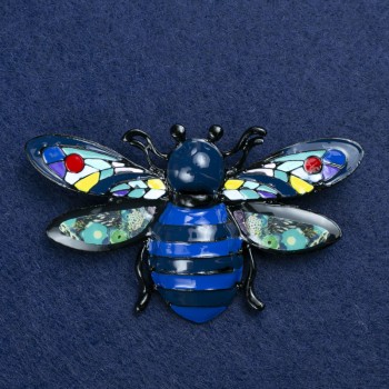 Sale! Beetle Brooch, Silver-Tone Metal and Enamel, 70x42mm +