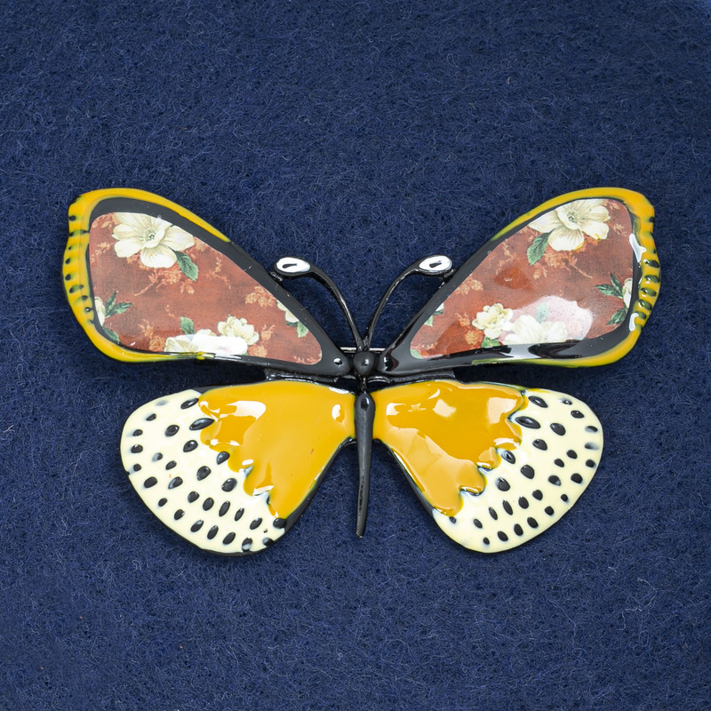 Clearance! Brooch Butterfly Black Metal and Enamel 70x40mm +