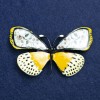 Sale! Silver Butterfly Brooch with Silver Metal and Enamel 70x40mm +