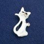Sale! Cat Brooch in Golden Metal with Enamel and Crystal 50x30mm +