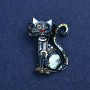 Sale! Cat Brooch in Silver-Tone Metal with Enamel 47x37 mm +
