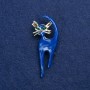 Sale! Cat Brooch in Golden Metal with Enamel and Rhinestones 45x40mm +