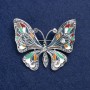 Clearance! Silver butterfly brooch with enamel and rhinestones 54x45mm +