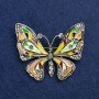Clearance! Butterfly Brooch in Golden Metal with Enamel and Rhinestones 54x45mm +