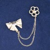 Clearance! Brooch Clip for Cardigan Flower with Bow Gold Tone, White Crystal and Rhinestones, Bead, Chain 6