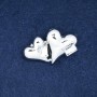 Sale! Heart Brooch in Silvery Metal with Crystals 38×24 mm +
