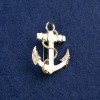 Sale! Anchor Brooch in Golden Metal with Enamel, Pearl Inlay and Rhinestones 31×26mm +
