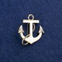 Sale! Anchor Brooch with Golden Metal, Mother-of-Pearl and Rhinestones 30x28mm +