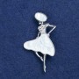 Sale! Brooch Lady in a Hat, Silver Metal, Pearl and Rhinestones 48x27mm +