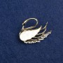 Clearance! Golden Swan Brooch with Mother-of-Pearl and Rhinestones 35x28mm +