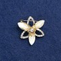 Clearance! Flower Brooch in Golden Metal with Crystals and White Rhinestones 27mm +
