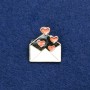 Sale! Enamel Golden Metal Envelope Brooch 20x24mm +