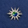 Sale! Star Brooch in Golden Metal, Enamel and Rhinestones 32mm +