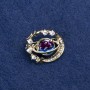 Sale! Planet Brooch with golden metal, enamel and rhinestones 22×24mm +