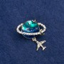 Sale! Brooch Planet in Golden Metal, Enamel and Rhinestones 27x30mm +