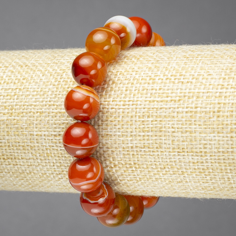 Elastic Bracelet Carnelian Bead 12 mm