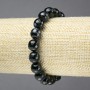 Bracelet on elastic band, natural stone, onyx black agate, faceted bead, diameter 10mm+