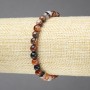 Elastic natural stone bracelet with round brown Agate beads, 6mm diameter
