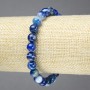 Elastic bracelet with natural aquamarine blue agate smooth blue beads, 8mm diameter