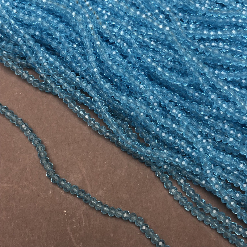 Beads Czech Crystal on Fishing Line Heavenly Transparent Faceted Rondelle, diameter 3x2.5mm + -, length 36cm +