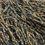 Beads Czech Crystal on thread assorted gray transparent + gold plated faceted rondelle, diameter 3×2.5 mm + -, length 36 cm