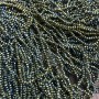 Beads Czech Crystal on Thread Gray-Green with Gasoline Shine, Branded Rondelle, 3x2.5 mm, length 36 cm