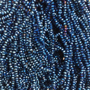 Beads Czech Crystal on a Wire with Blue Coating, Faceted Rondelle, 3×2.5mm, + length 36cm +