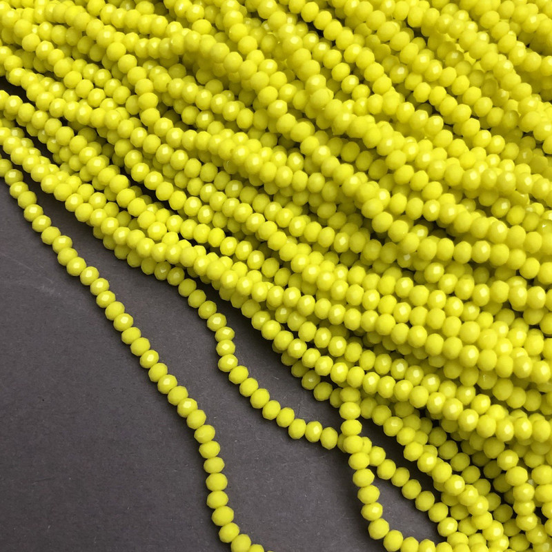 Beads Czech Crystal on a thread Yellow matte faceted rondelle, diameter 3x2.5mm + -, length 36-38cm +