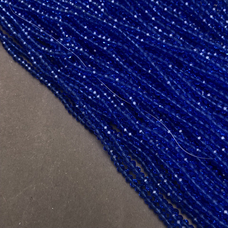 Blue Czech Crystal Beads on a Wire Transparent Blue Faceted Rondelle, 3x2.5 mm + -, length 36-38 cm +