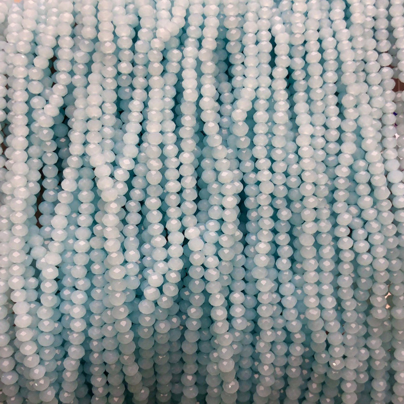 Beads Czech Crystal pale blue matte faceted rondelle, diameter 3x2.5 mm + -, length 36-38 cm +